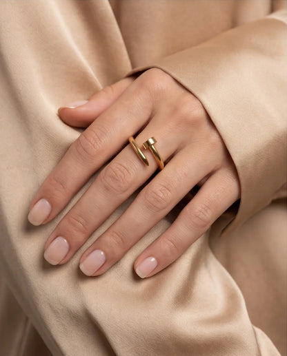Golden Minimalist Nail Wrap Ring
