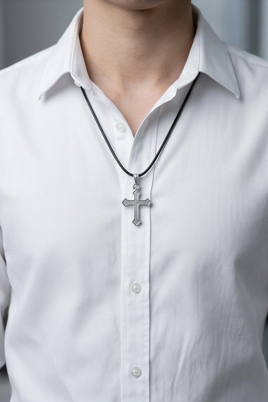 Silver Gothic Flared Cross Necklace