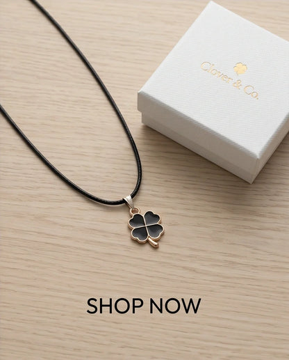 Gold and Black Four-Leaf Clover Necklace