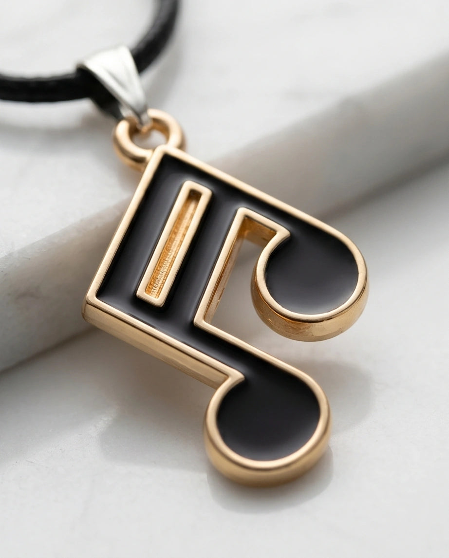 Rose Gold and Black Sixteenth Note Necklace