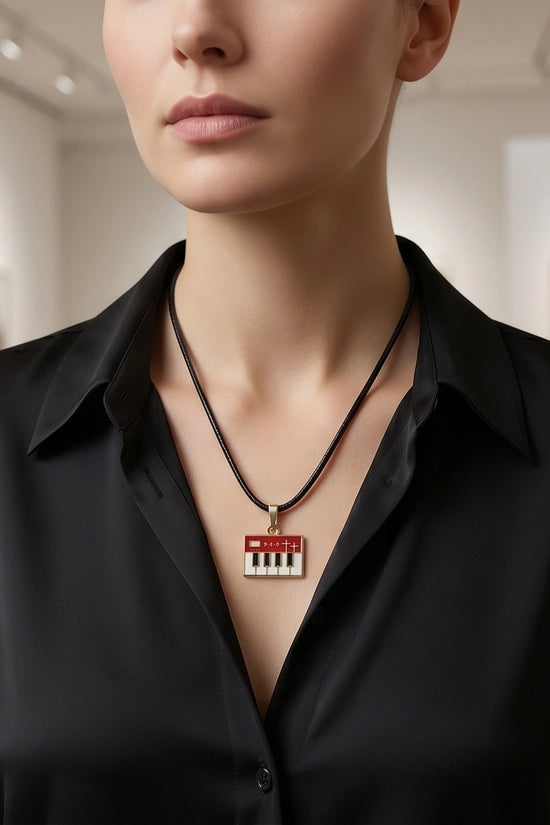 Gold and Red Synthesizer Keyboard Necklace