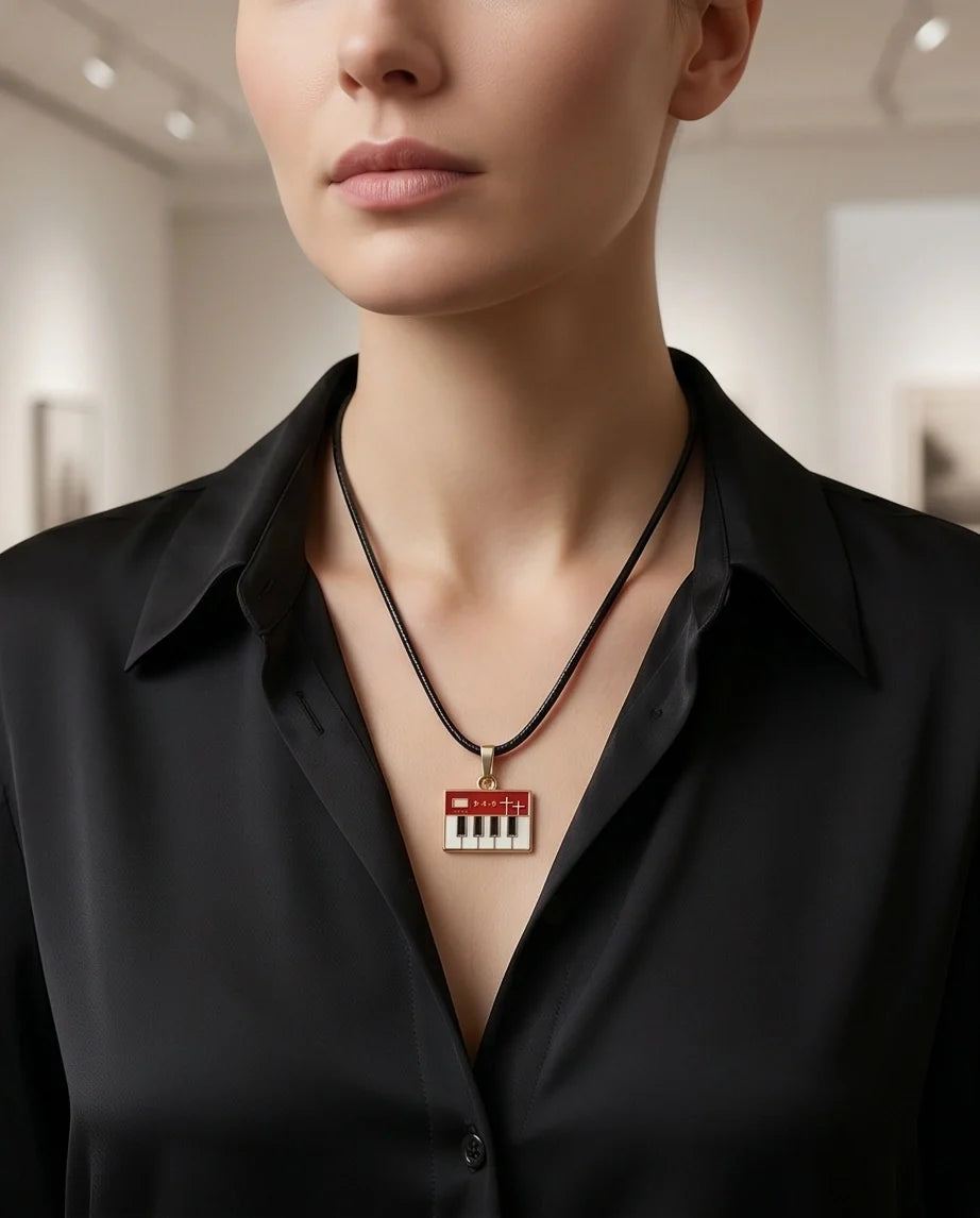 Gold and Red Synthesizer Keyboard Necklace