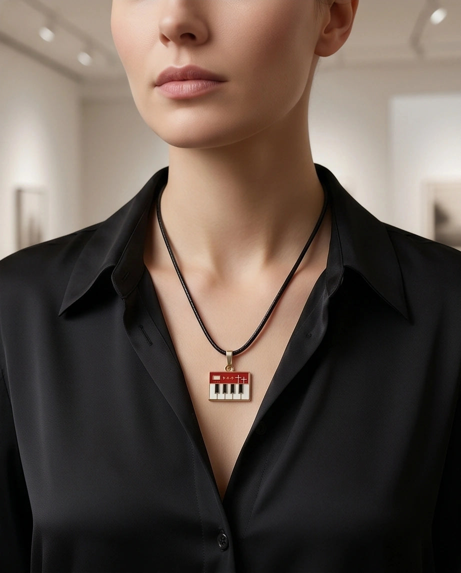 Gold and Red Synthesizer Keyboard Necklace