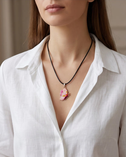 Gradient Pink Butterfly Cord Necklace