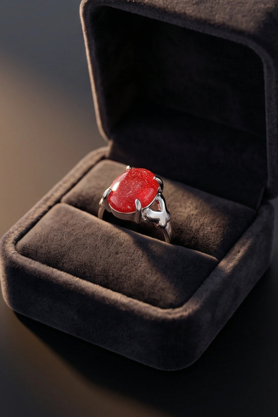 Majestic Lion Red Goldstone Ring