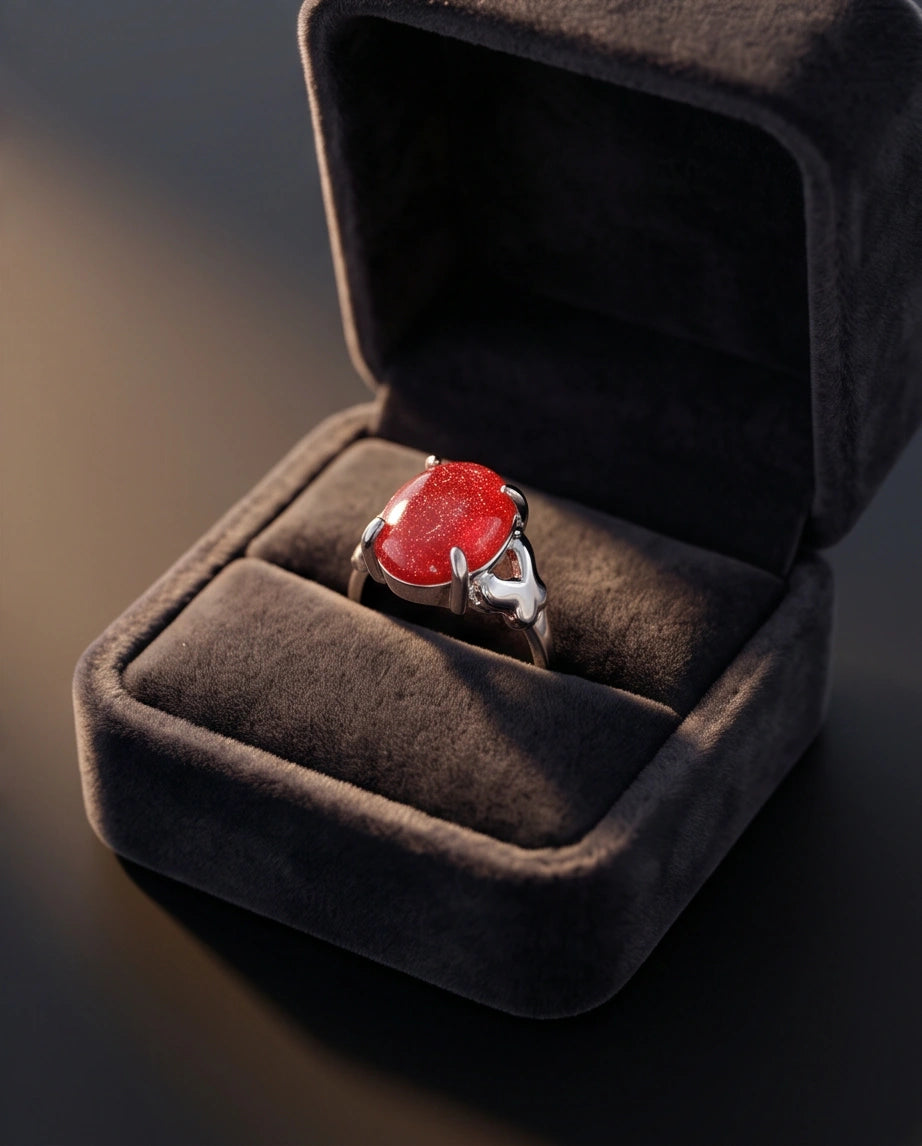 Majestic Lion Red Goldstone Ring