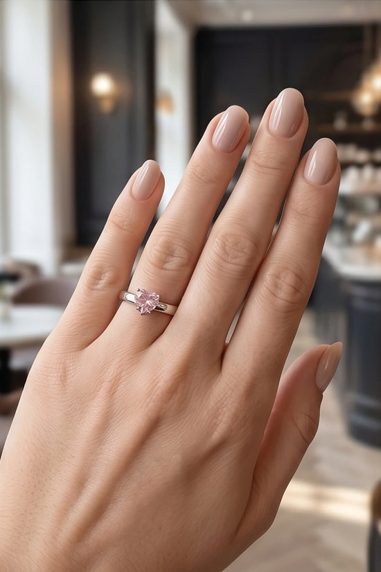 Sterling Silver Heart-Cut Pink Sapphire Solitaire Ring