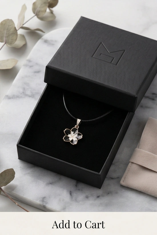 Gold and Black Frangipani Flower Necklace