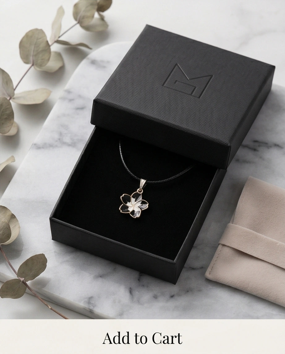 Gold and Black Frangipani Flower Necklace