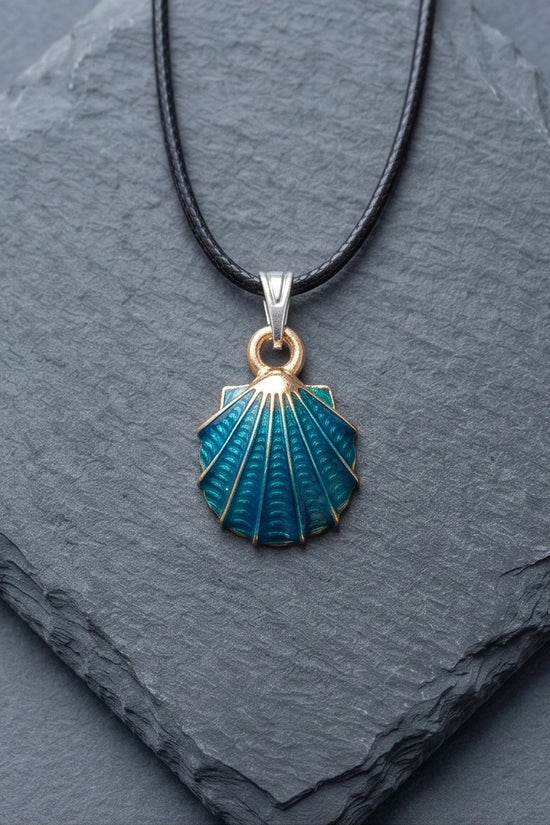 Ocean Teal Scallop Shell Pendant
