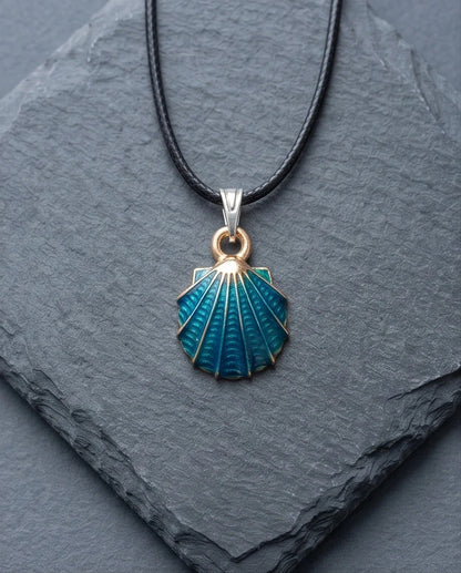 Ocean Teal Scallop Shell Pendant