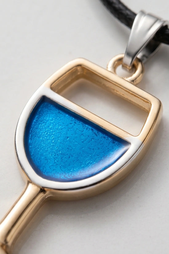 Gold and Royal Blue Wine Glass Necklace