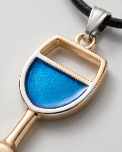 Gold and Royal Blue Wine Glass Necklace