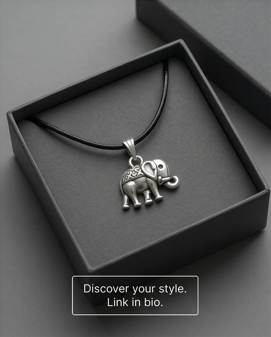 Silver Lucky Elephant Pendant Necklace