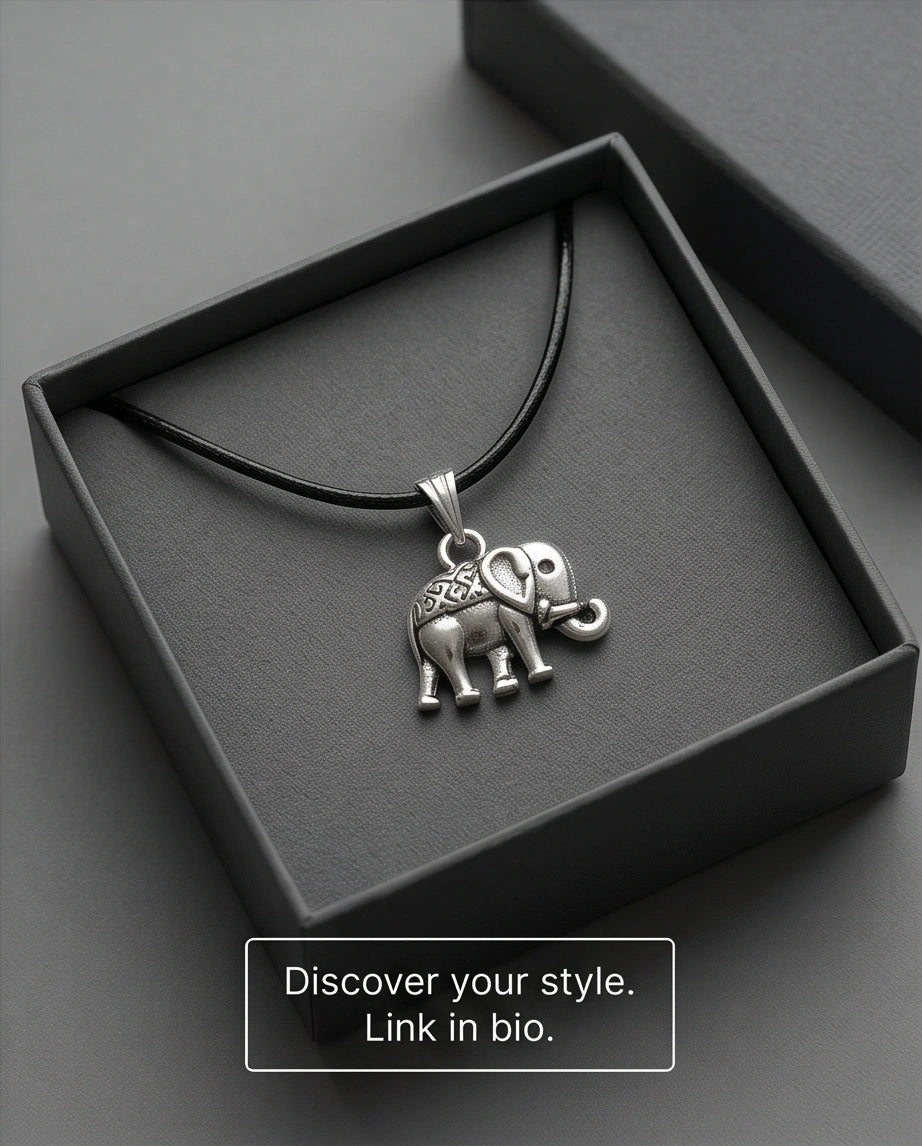Silver Lucky Elephant Pendant Necklace