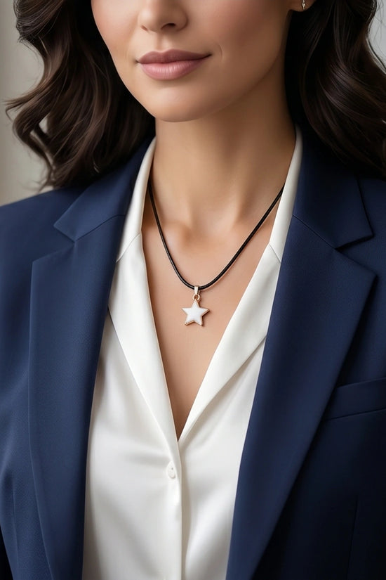 Gold and White Minimalist Star Necklace