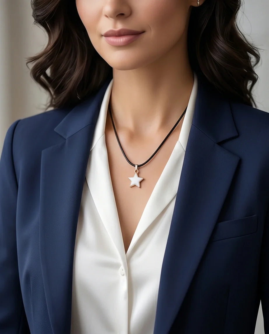 Gold and White Minimalist Star Necklace