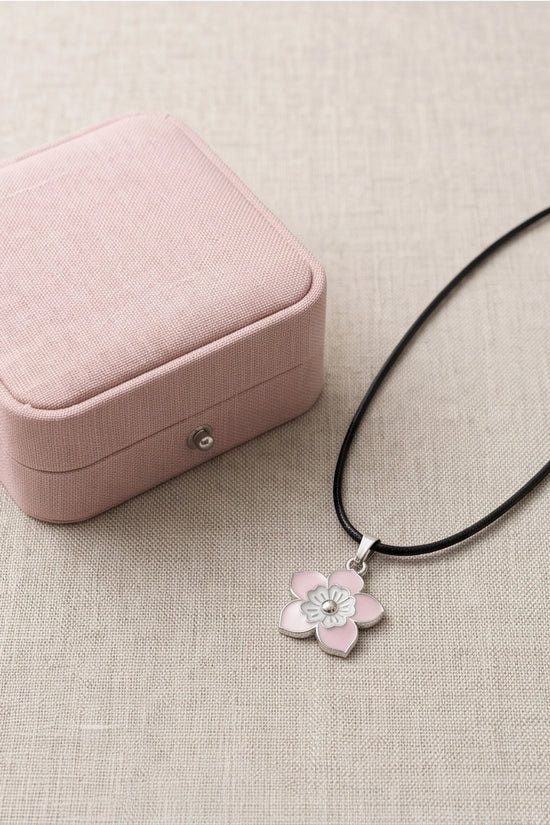 Delicate Pastel Pink and White Layered Floral Enamel Pendant Necklace