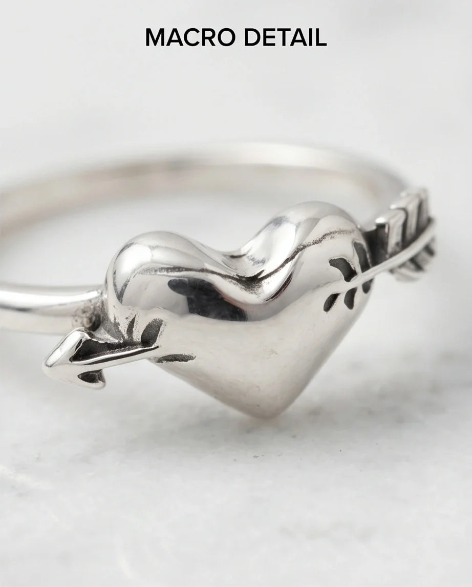 Sterling Silver Cupid's Arrow Heart Ring