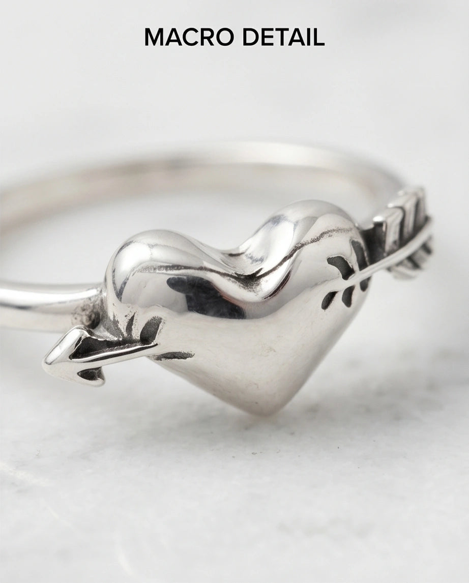 Sterling Silver Cupid's Arrow Heart Ring