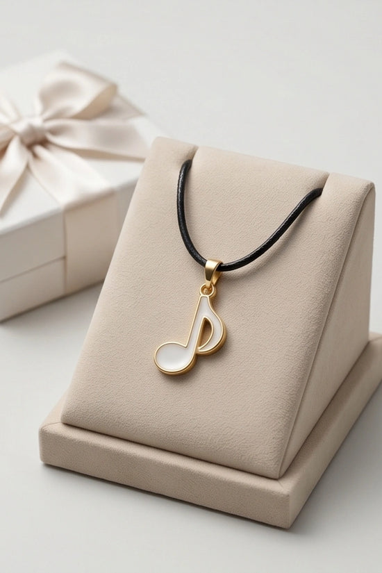 Gold and White Eighth Note Necklace