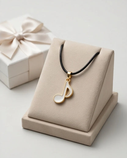 Gold and White Eighth Note Necklace