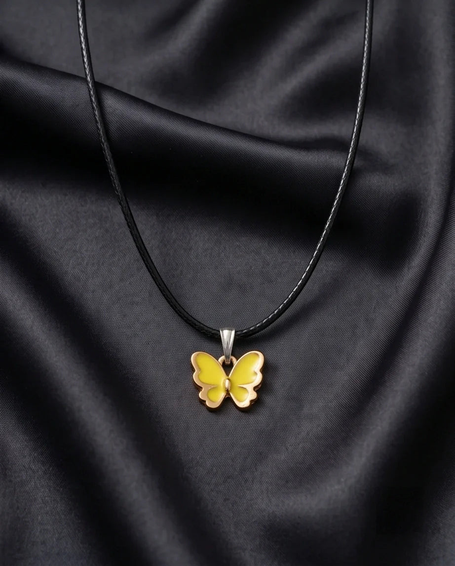 Golden Glow Butterfly Pendant Necklace