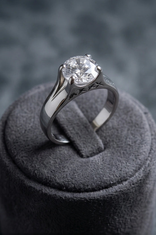 Sterling Silver Integrated Cathedral Round-Cut Moissanite Ring