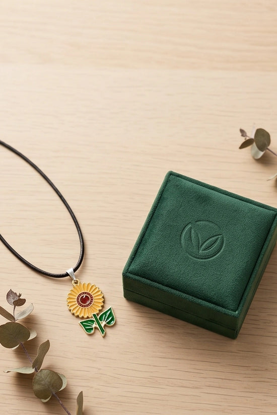 Vibrant Sunflower Enamel Pendant Necklace