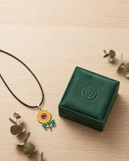 Vibrant Sunflower Enamel Pendant Necklace