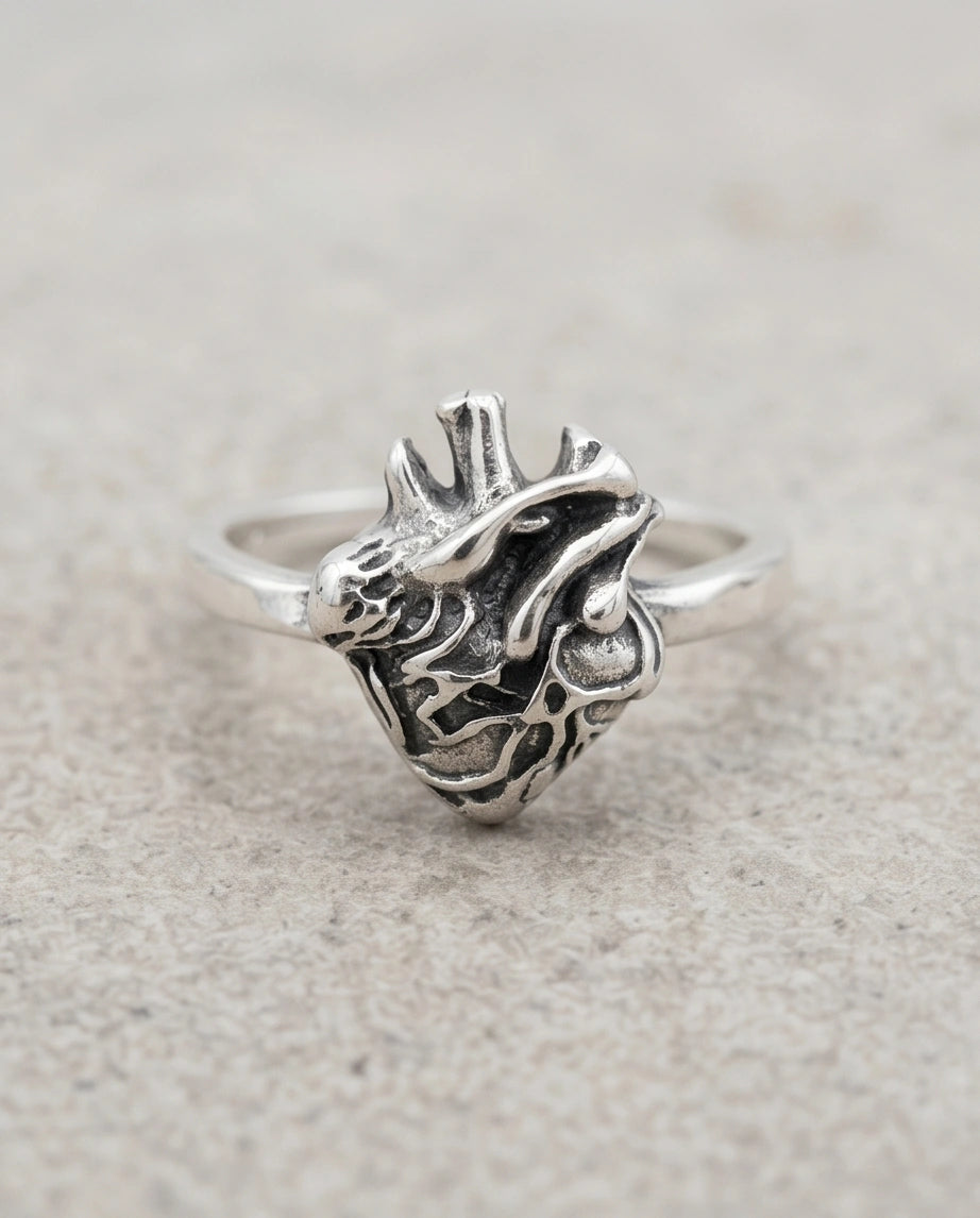 Gothic Sterling Silver Anatomical Heart Ring