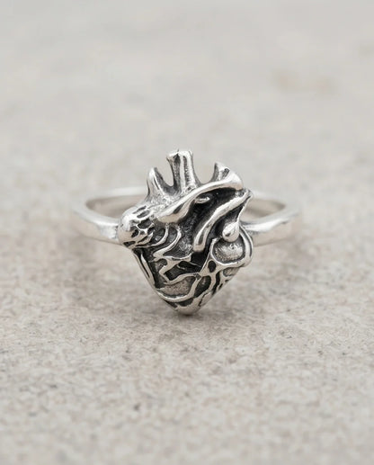Gothic Sterling Silver Anatomical Heart Ring