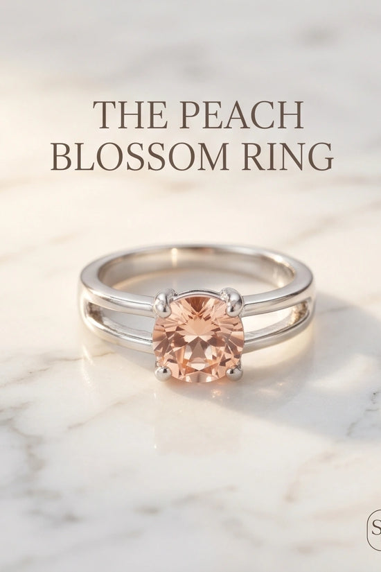 Sterling Silver Round-Cut Split Shank Peach Morganite Ring