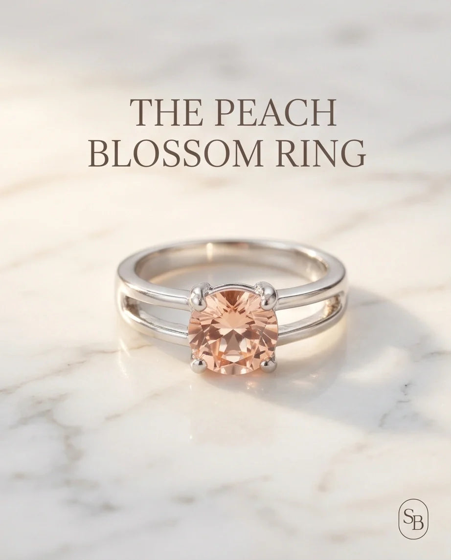 Sterling Silver Round-Cut Split Shank Peach Morganite Ring