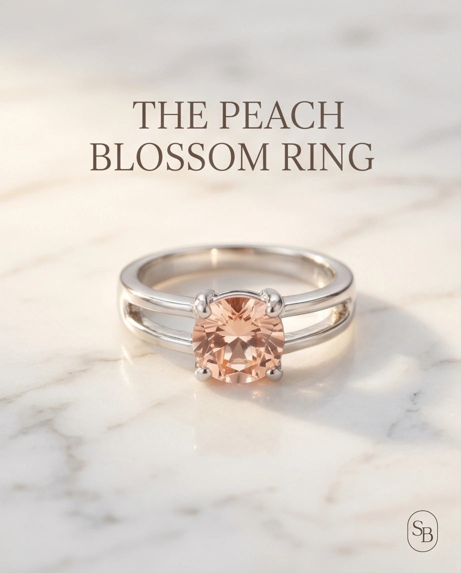 Sterling Silver Round-Cut Split Shank Peach Morganite Ring