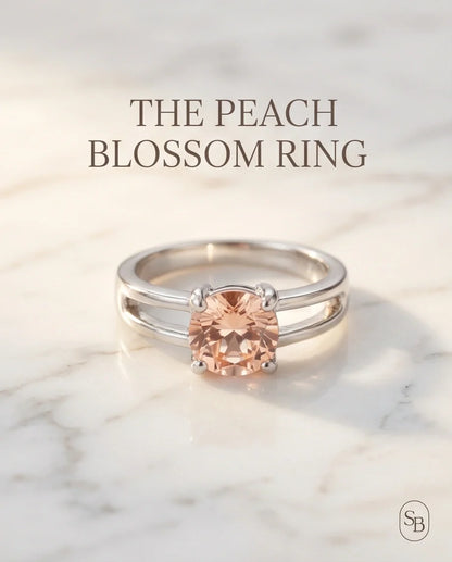 Sterling Silver Round-Cut Split Shank Peach Morganite Ring
