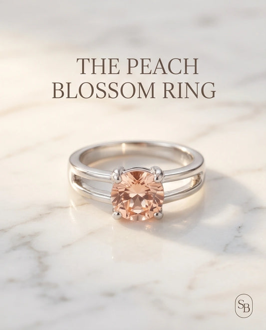 Sterling Silver Round-Cut Split Shank Peach Morganite Ring