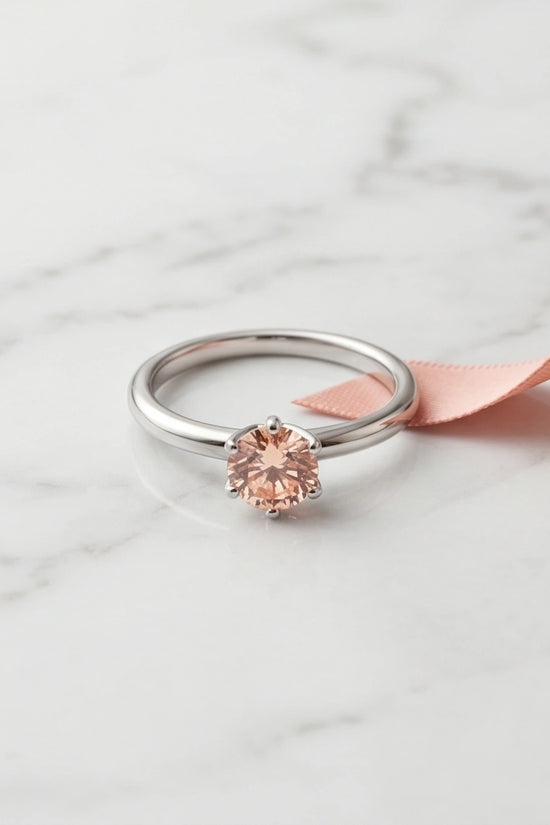 Sterling Silver Round-Cut Champagne Morganite Solitaire Ring