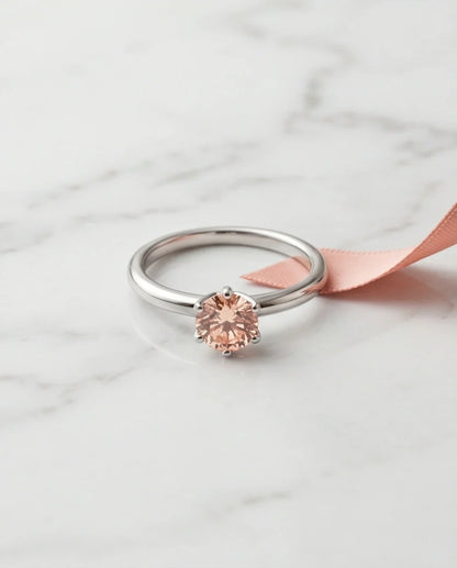 Sterling Silver Round-Cut Champagne Morganite Solitaire Ring