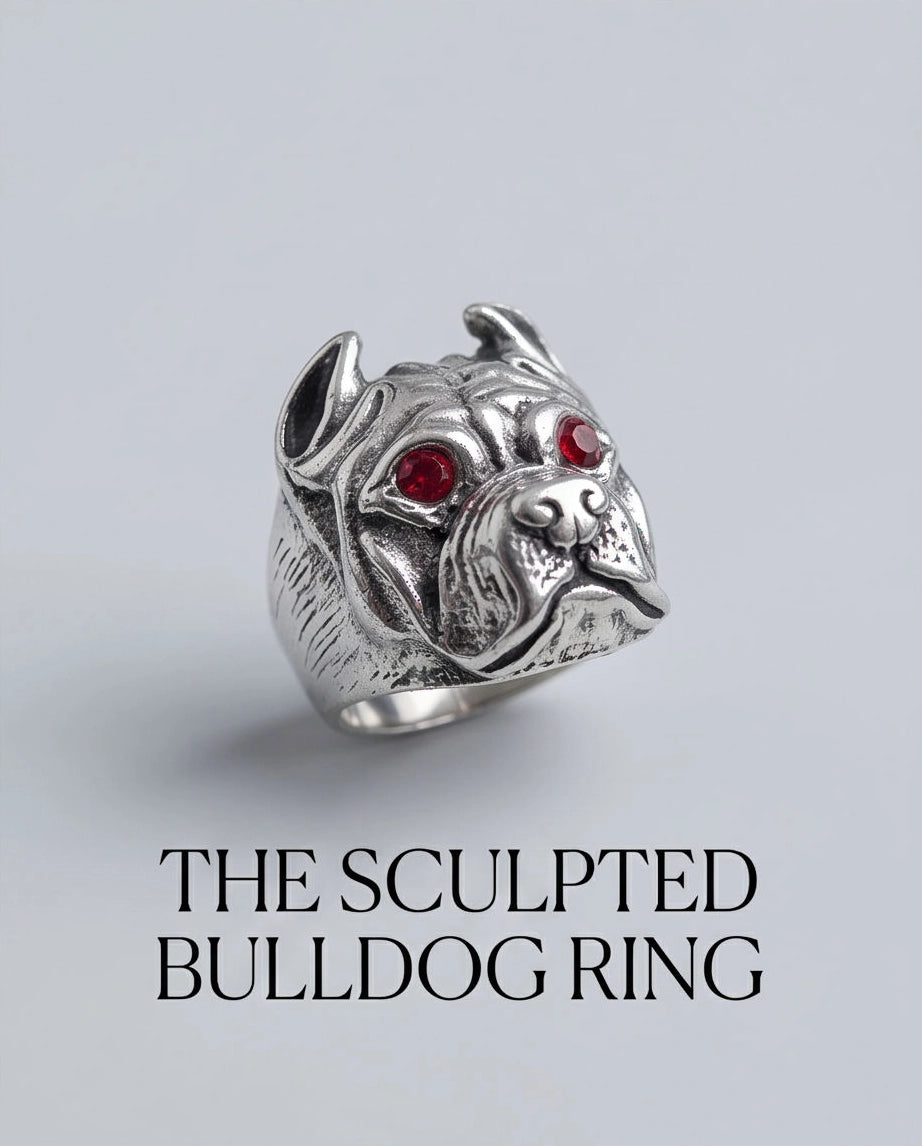 Ruby-Eyed Sculpted Pitbull Ring