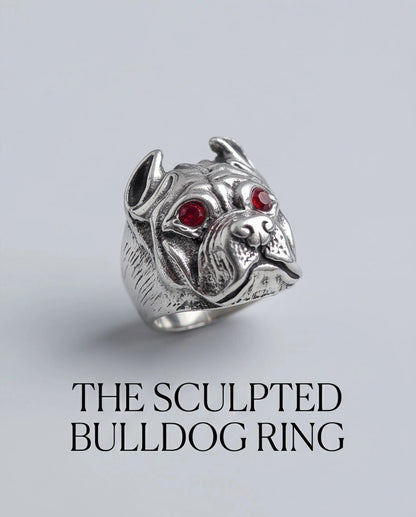Ruby-Eyed Sculpted Pitbull Ring
