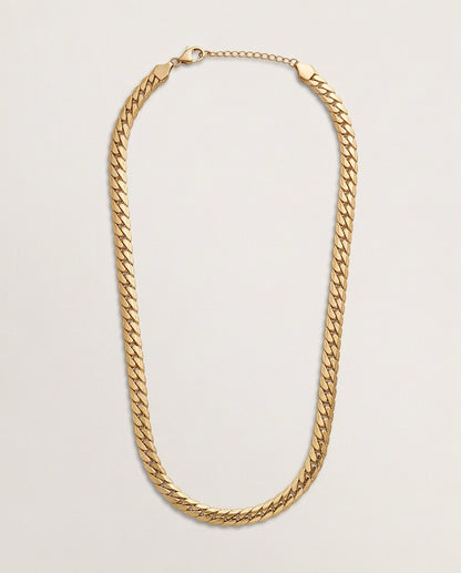 Textured Gold Cuban Link Chain Necklace