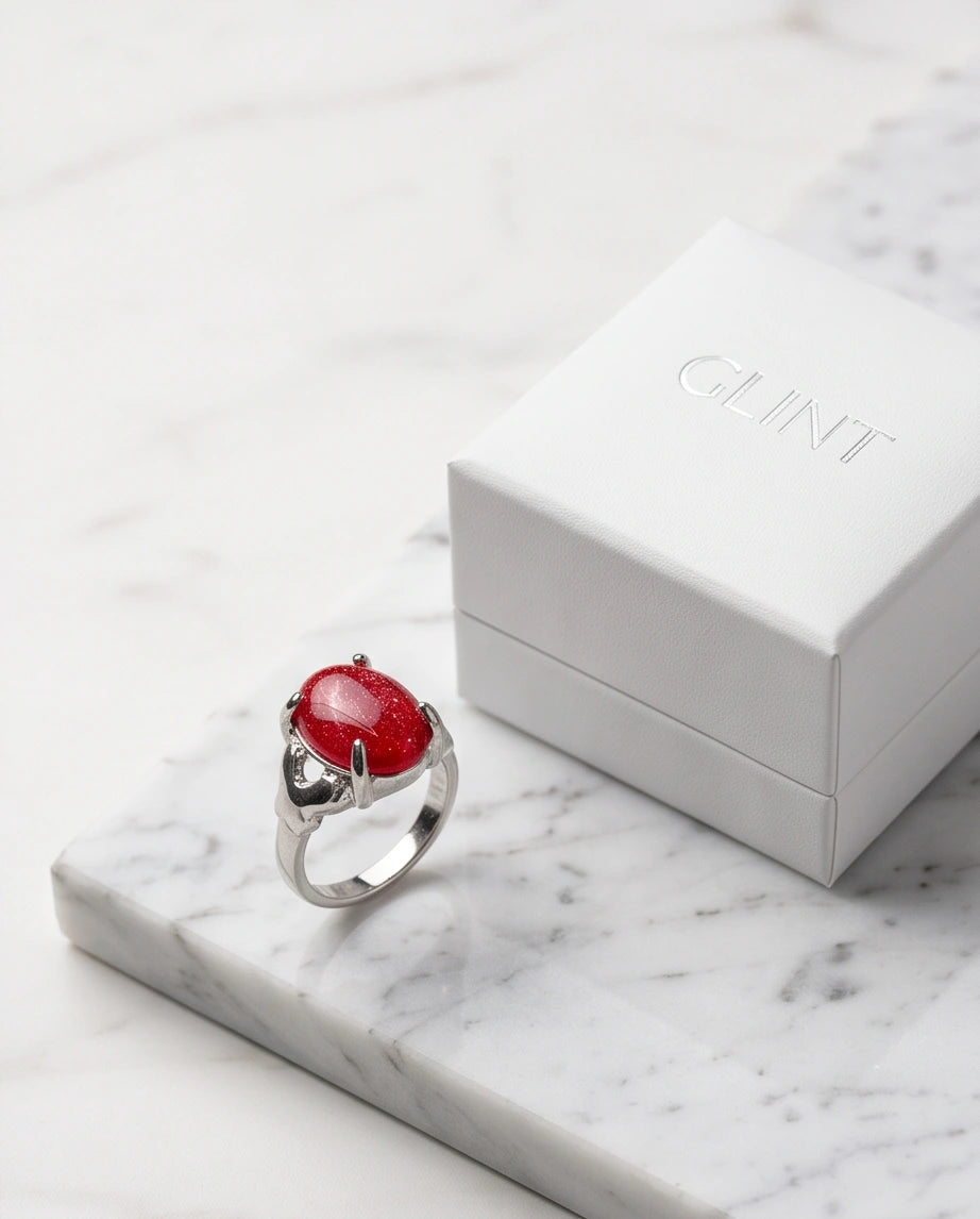 Majestic Lion Red Goldstone Ring