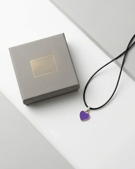 Minimalist Purple Heart Enamel Pendant Necklace