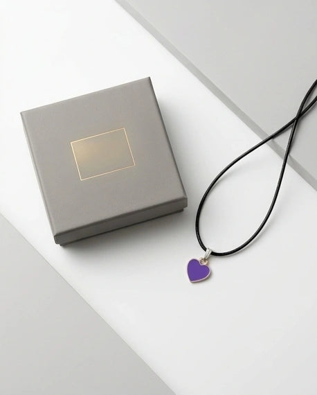 Minimalist Purple Heart Enamel Pendant Necklace
