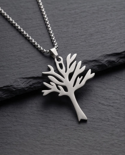Silver Tree of Life Cutout Pendant Necklace