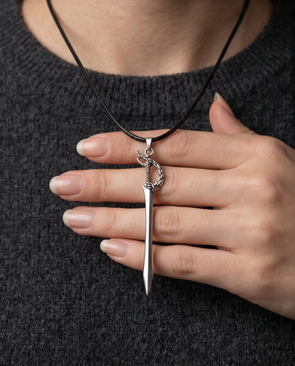 Silver Saber Pendant Necklace