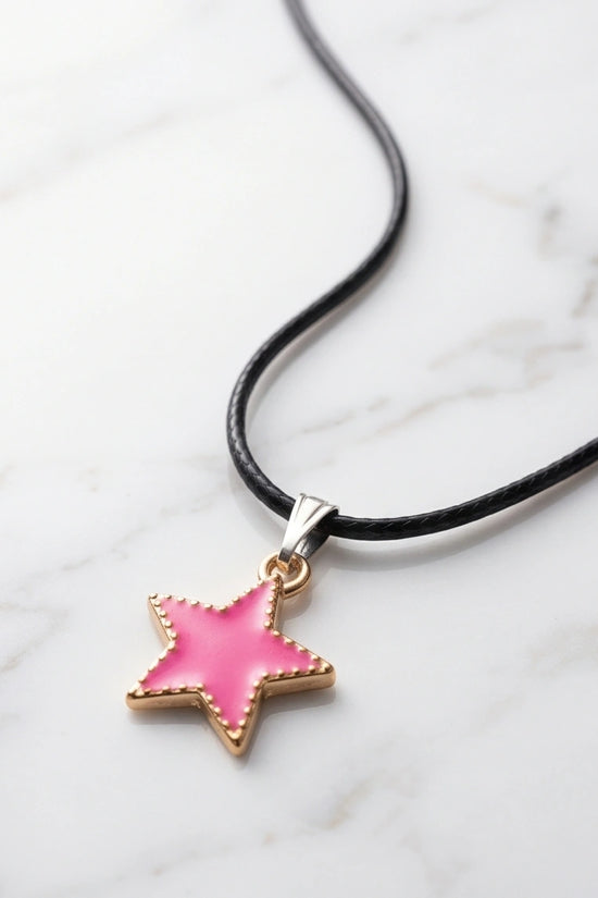 Gold and Pink Beaded Star Necklace