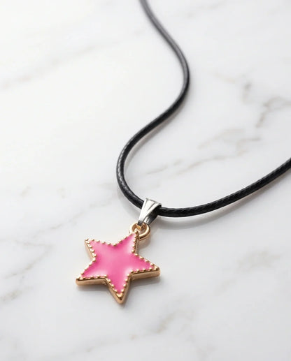 Gold and Pink Beaded Star Necklace