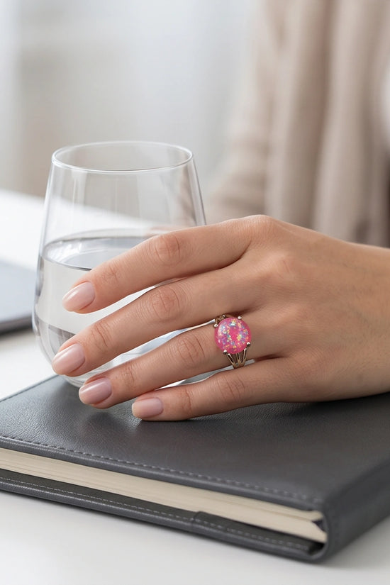 Blushing Nebula Pink Opal Ring